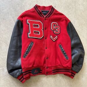 VTG 80s Brookside Cardinals Cross Country Wool Leather Varsity Jacket Sz XL